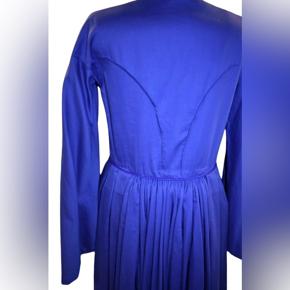Ladies Civil War Reenacting Cotton Day Dress Handmade Blue Bell Sleeve Large - Picture 5 of 6